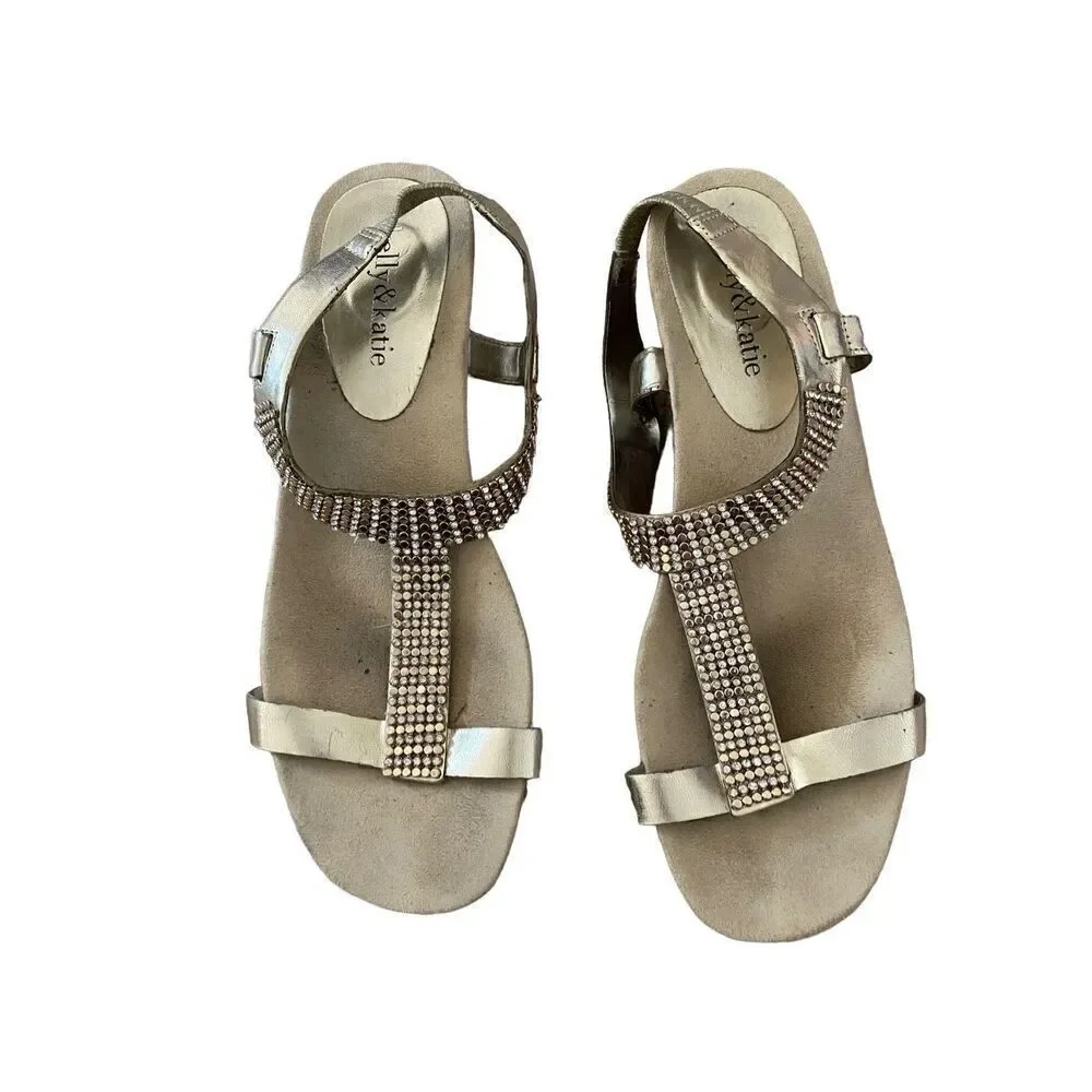 Kelly & Katie Rhinestone Sandals Sz 8 Sparkle